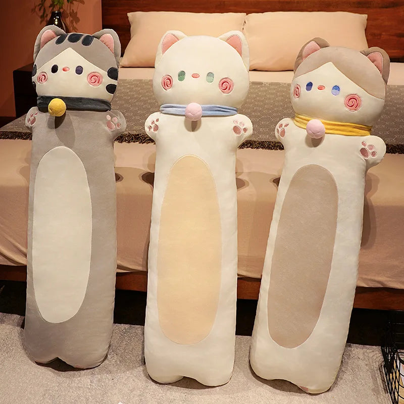 Long Cat Plush Body Pillow Creative Cute Cartoon Cat Plush Doll Sofa Bedroom Kawaii Decorative Body Pillow Sleeping Back Cushion