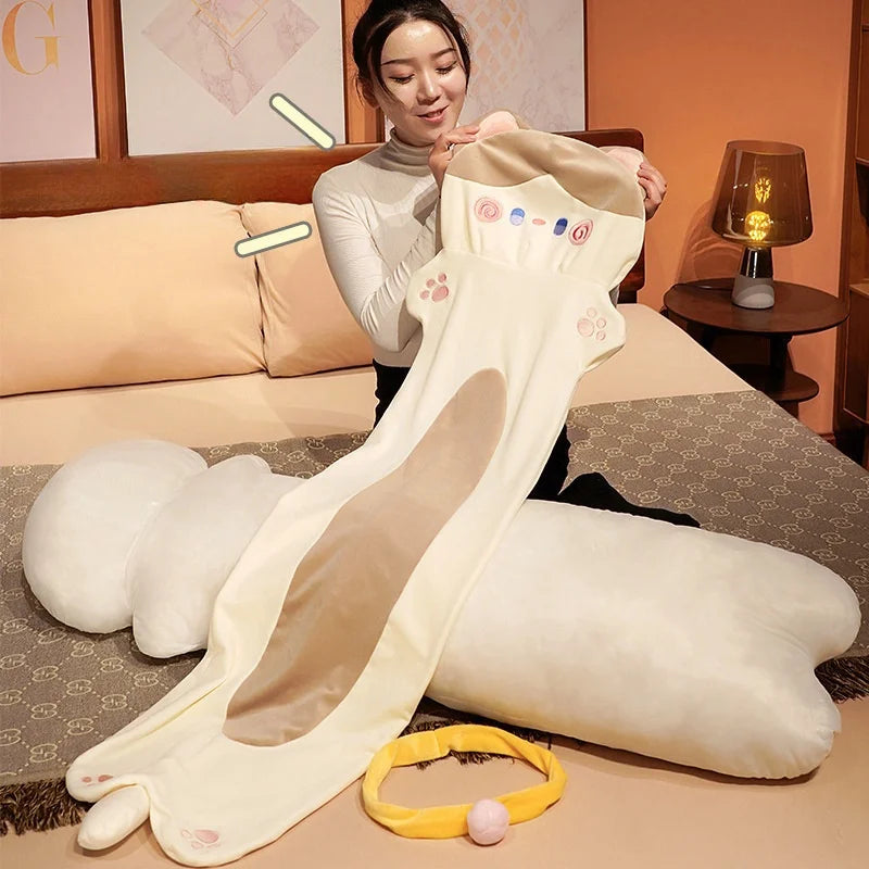 Long Cat Plush Body Pillow Creative Cute Cartoon Cat Plush Doll Sofa Bedroom Kawaii Decorative Body Pillow Sleeping Back Cushion